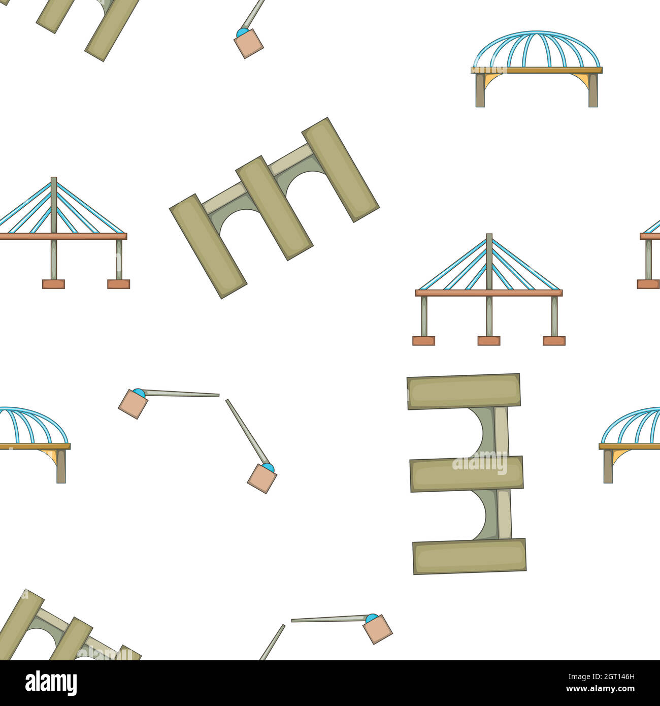 Tipi di schemi di ponti, stile cartoon Illustrazione Vettoriale