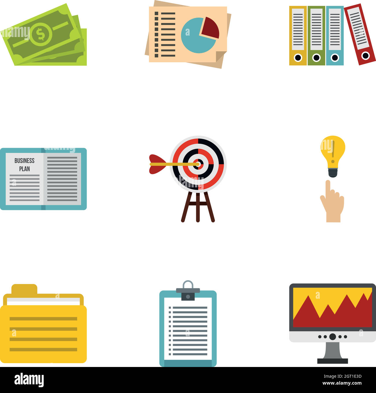 Finanza set di icone di stile di Piana Illustrazione Vettoriale