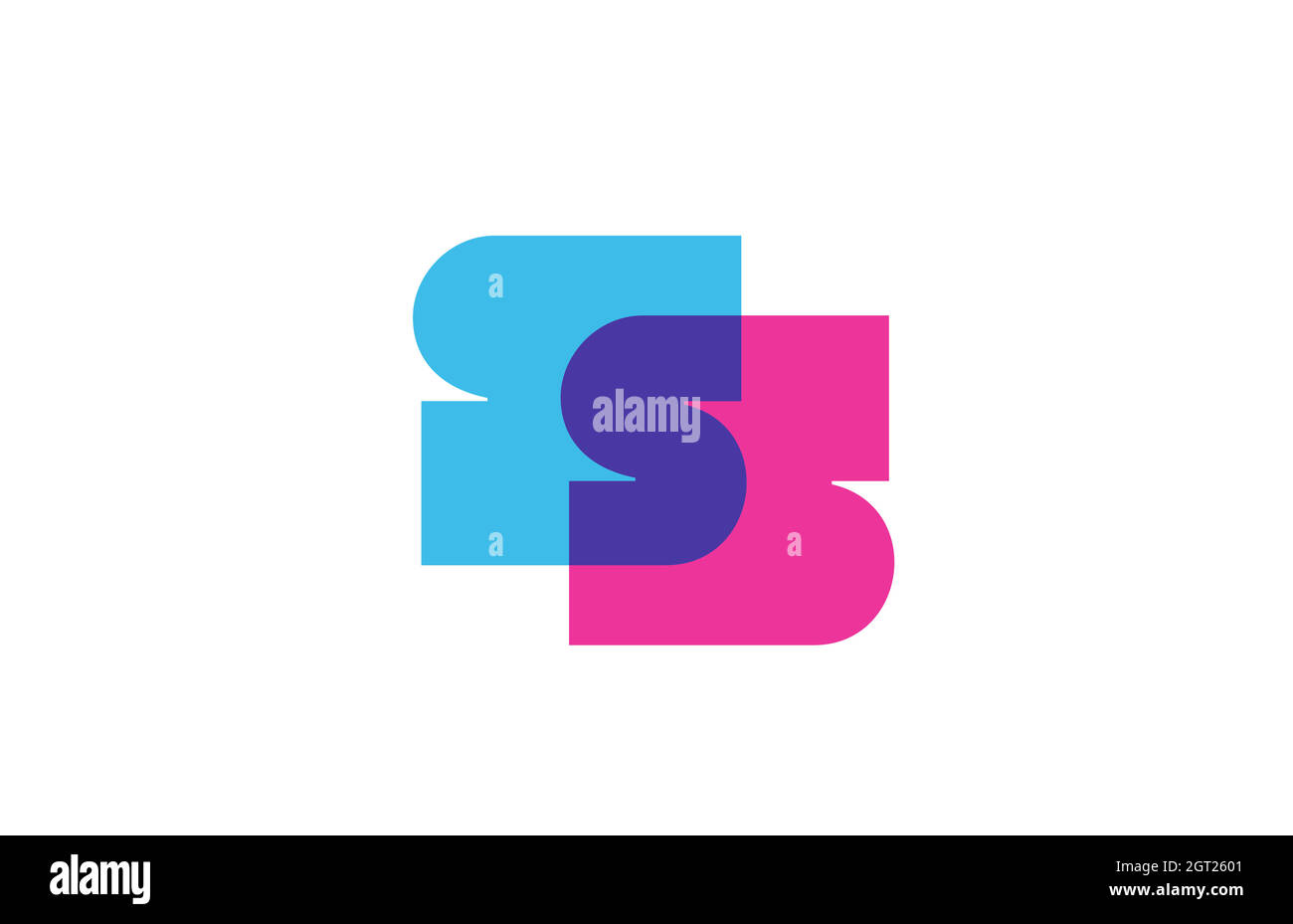 Icona del logo della lettera S intersecata per l'azienda. Design con alfabeto blu e rosa per aziende e aziende Illustrazione Vettoriale