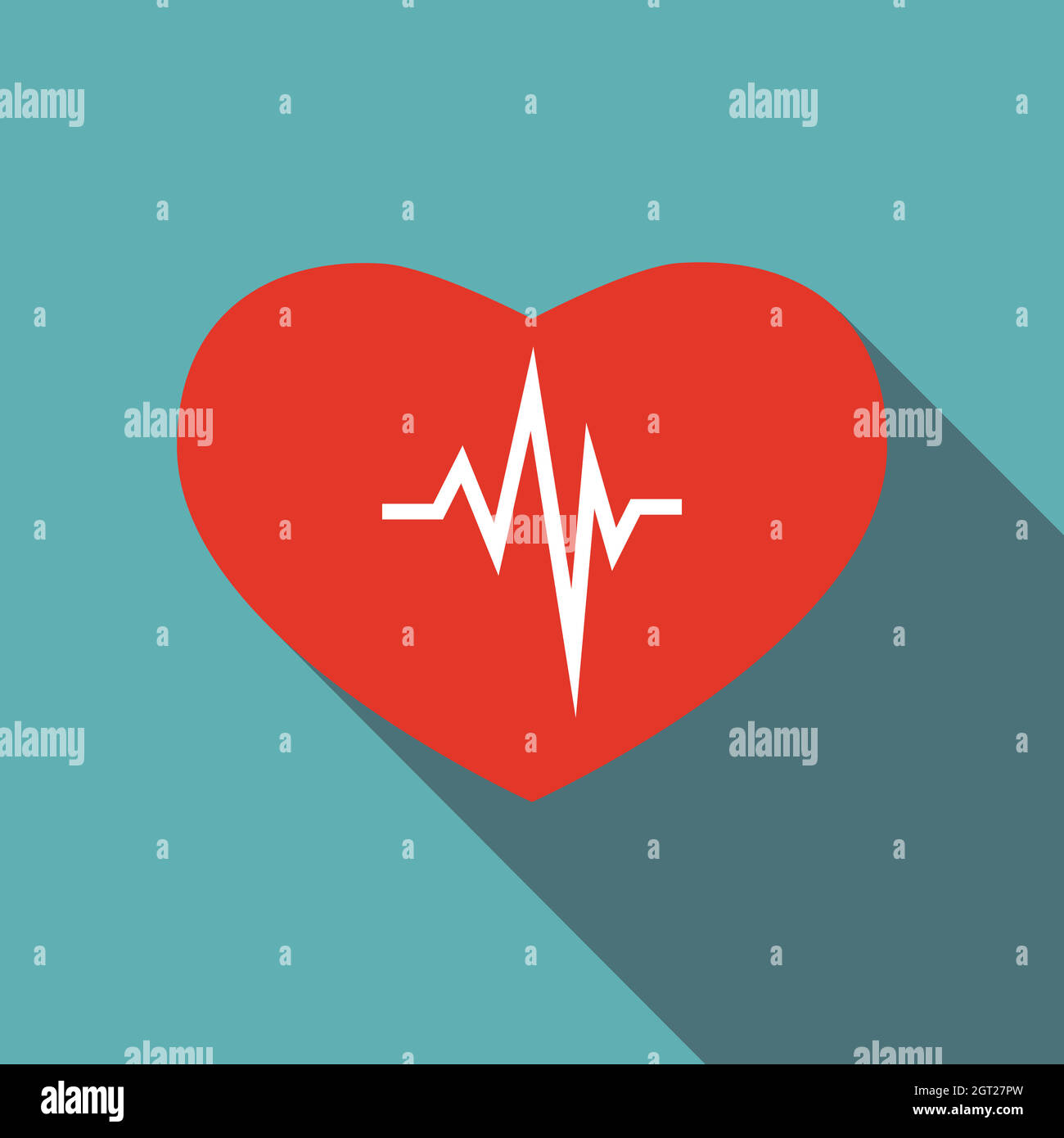 Icona di cardiologia, stile piatto Illustrazione Vettoriale