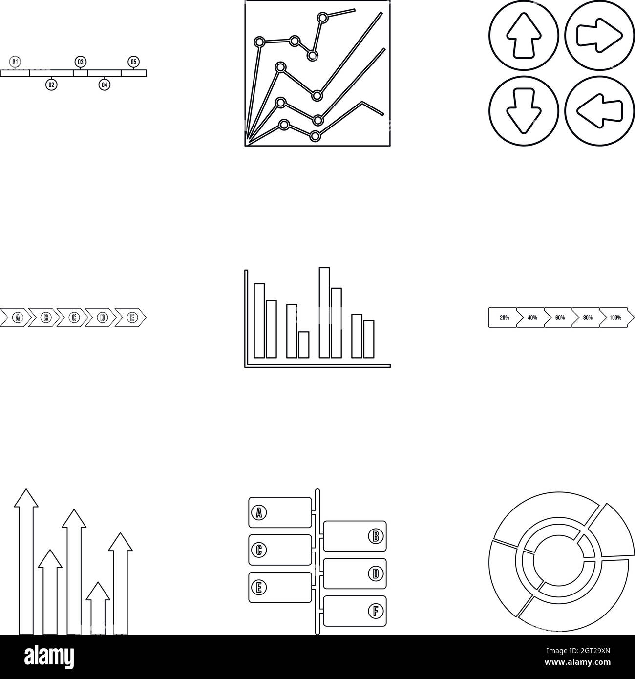Idea icone business set, stile di contorno Illustrazione Vettoriale