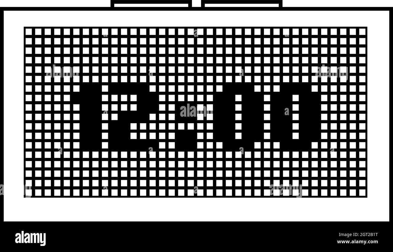 Icona orologio digitale, stile contorno Illustrazione Vettoriale