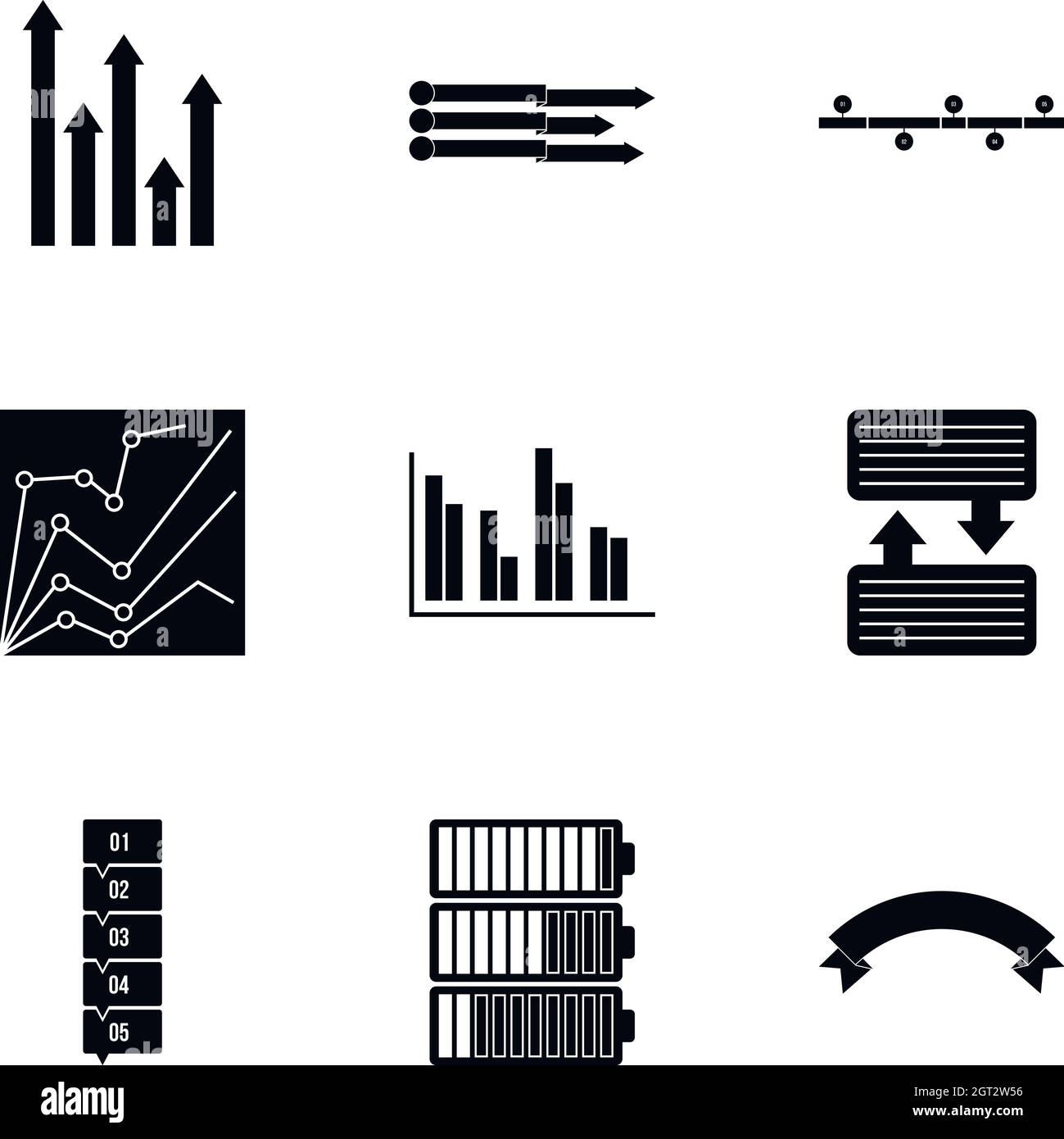 Successo in icone di affari impostato, stile semplice Illustrazione Vettoriale