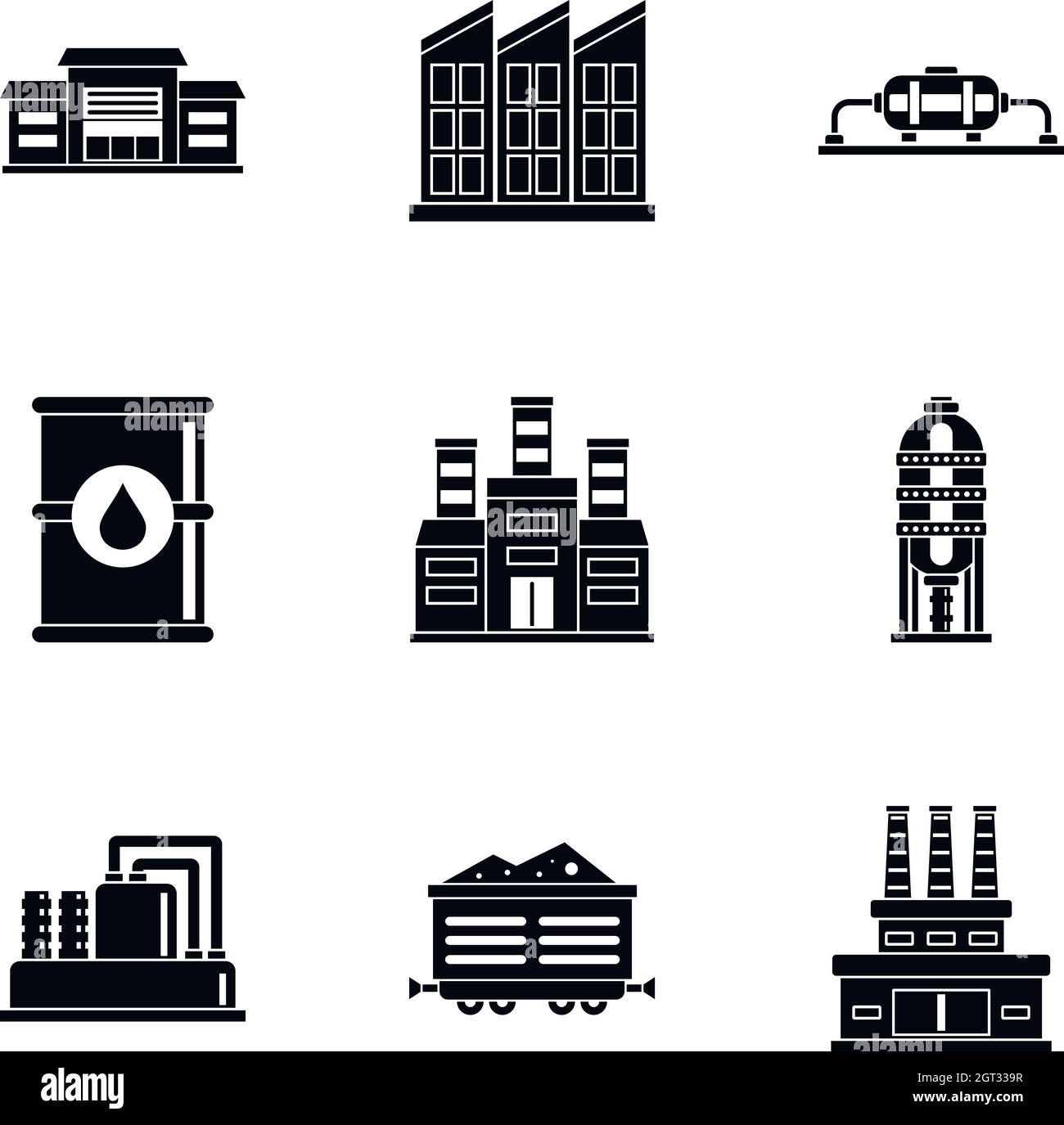 Petrolio set di icone, stile semplice Illustrazione Vettoriale