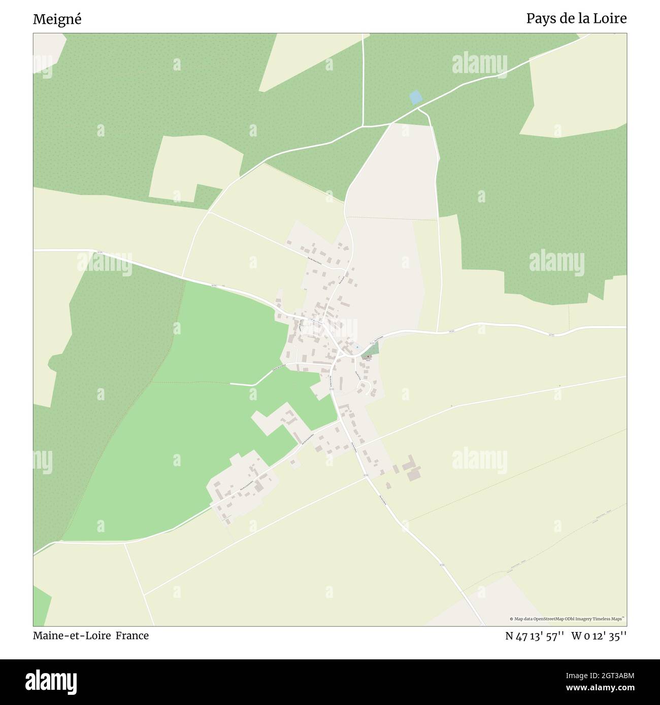 Meigné, Maine-et-Loire, Francia, Pays de la Loire, N 47 13' 57''', W 0 12' 35''', mappa, mappa senza tempo pubblicata nel 2021. Viaggiatori, esploratori e avventurieri come Florence Nightingale, David Livingstone, Ernest Shackleton, Lewis and Clark e Sherlock Holmes si sono affidati alle mappe per pianificare i viaggi verso gli angoli più remoti del mondo, Timeless Maps sta mappando la maggior parte delle località del mondo, mostrando il successo di grandi sogni Foto Stock