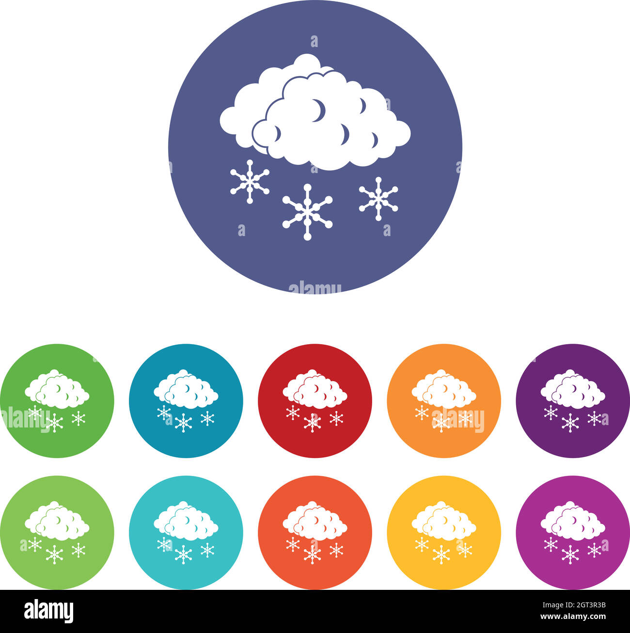 Nuvole e neve impostare icone Illustrazione Vettoriale