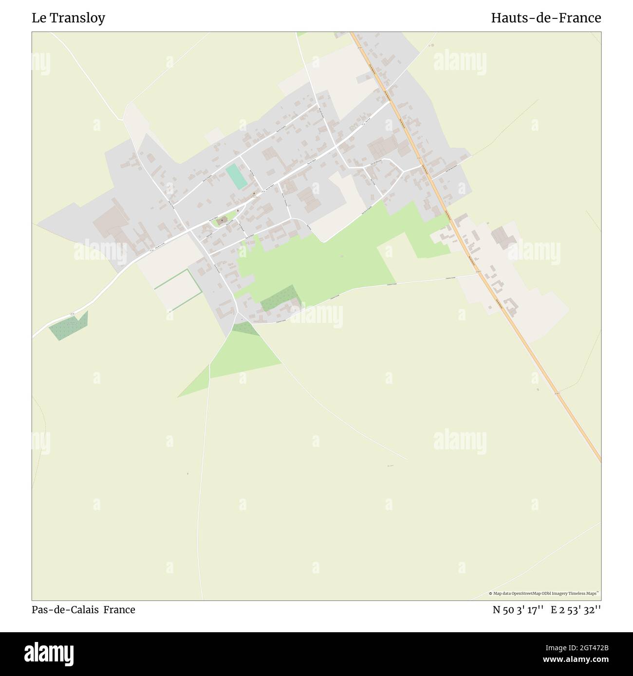 Le Transloy, Pas-de-Calais, Francia, Hauts-de-France, N 50 3' 17'', e 2 53' 32''', mappa, mappa senza tempo pubblicata nel 2021. Viaggiatori, esploratori e avventurieri come Florence Nightingale, David Livingstone, Ernest Shackleton, Lewis and Clark e Sherlock Holmes si sono affidati alle mappe per pianificare i viaggi verso gli angoli più remoti del mondo, Timeless Maps sta mappando la maggior parte delle località del mondo, mostrando il successo di grandi sogni Foto Stock