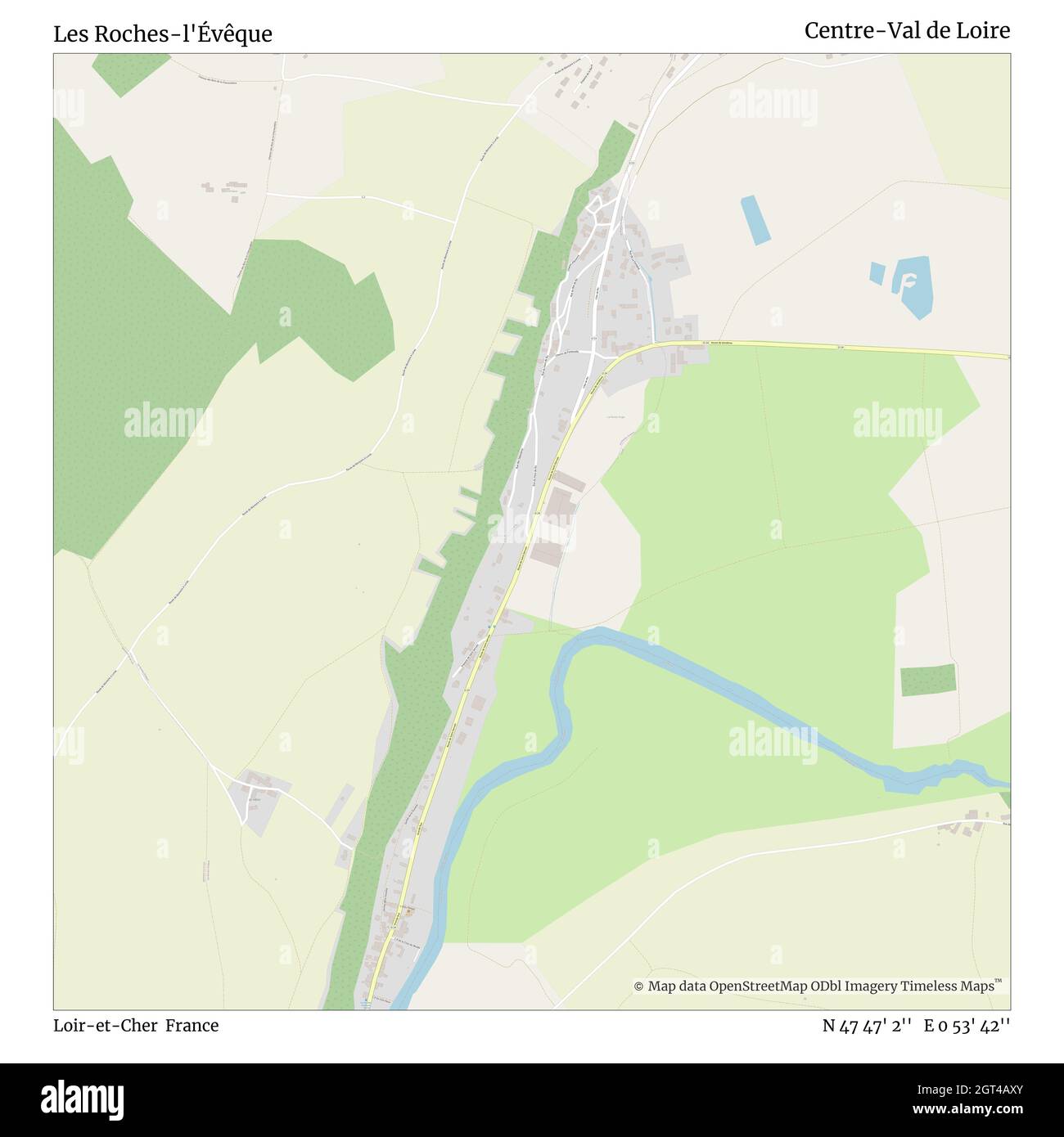 Les Roches-l'Évêque, Loir-et-Cher, Francia, Centre-Val de Loire, N 47 47' 2'', e 0 53' 42''', mappa, mappa senza tempo pubblicata nel 2021. Viaggiatori, esploratori e avventurieri come Florence Nightingale, David Livingstone, Ernest Shackleton, Lewis and Clark e Sherlock Holmes si sono affidati alle mappe per pianificare i viaggi verso gli angoli più remoti del mondo, Timeless Maps sta mappando la maggior parte delle località del mondo, mostrando il successo di grandi sogni Foto Stock