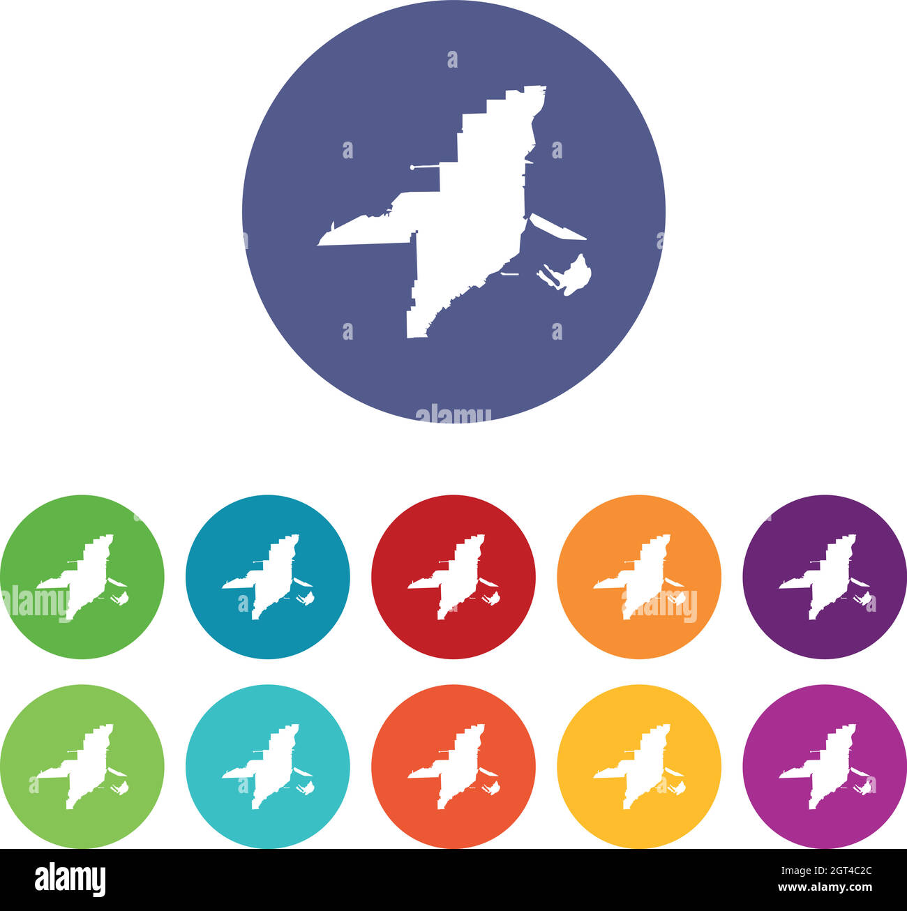 Icone del set di mappe della Florida Illustrazione Vettoriale