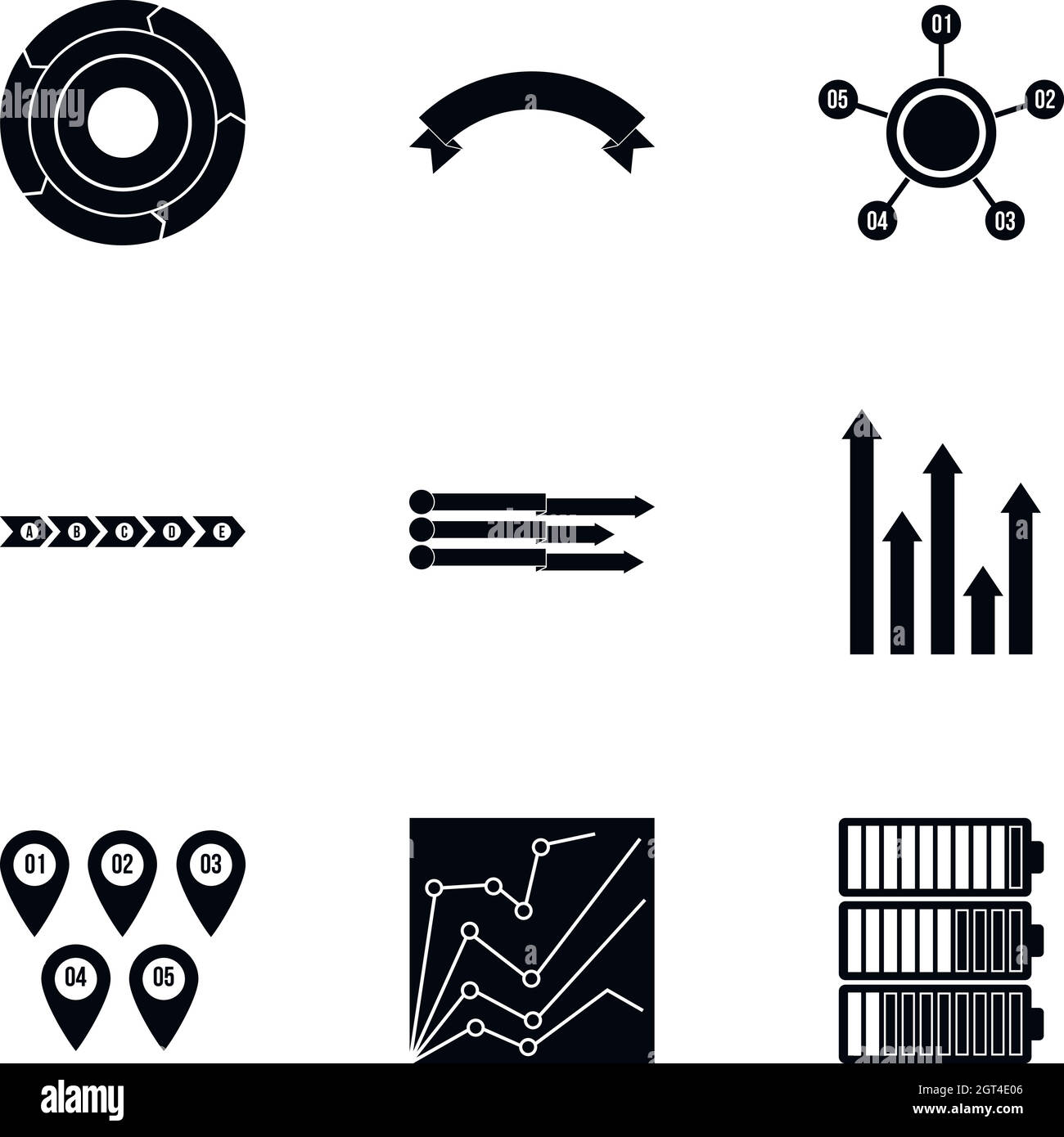 Icone analista di affari insieme, stile semplice Illustrazione Vettoriale