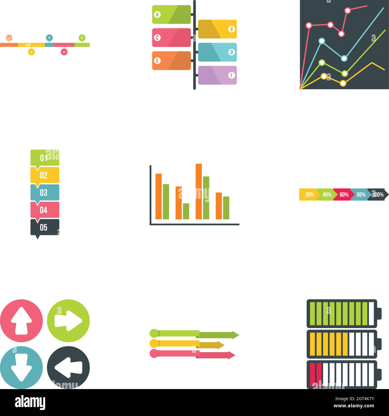 Idea icone business set, stile piatto Illustrazione Vettoriale