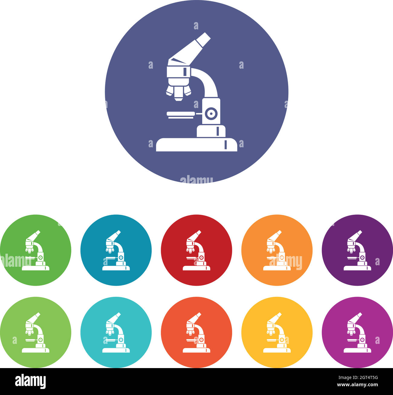 Icone del set di microscopi Illustrazione Vettoriale