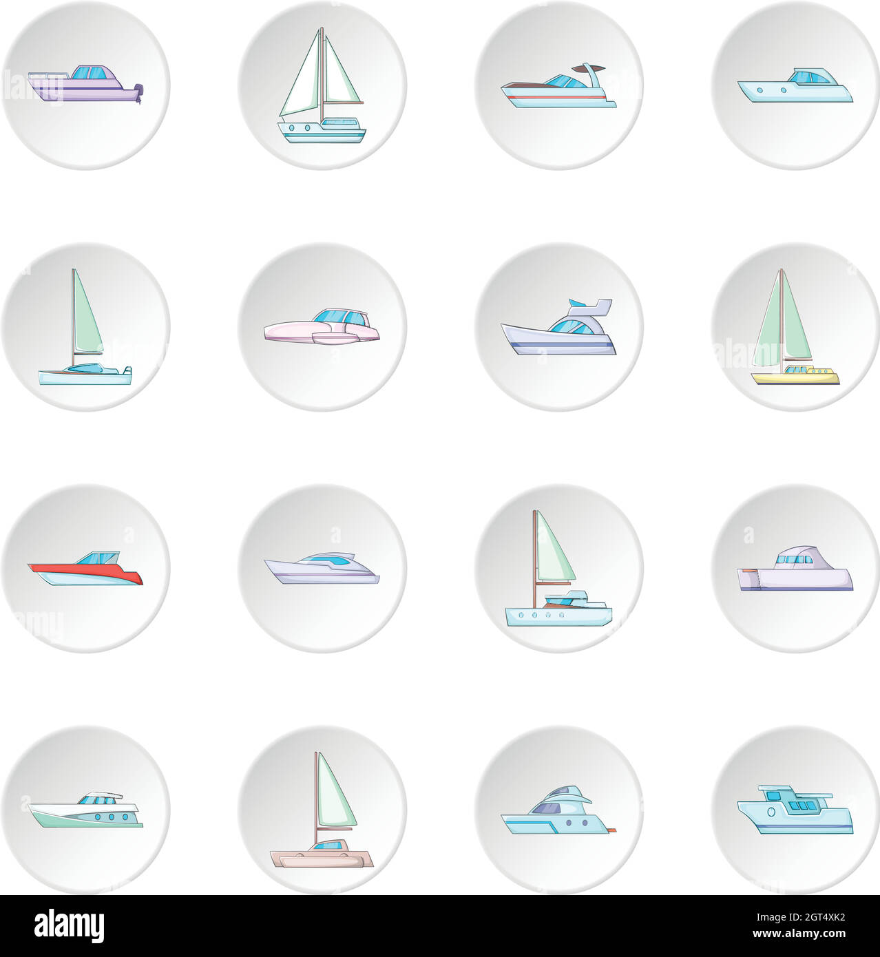 Yachts set di icone Illustrazione Vettoriale