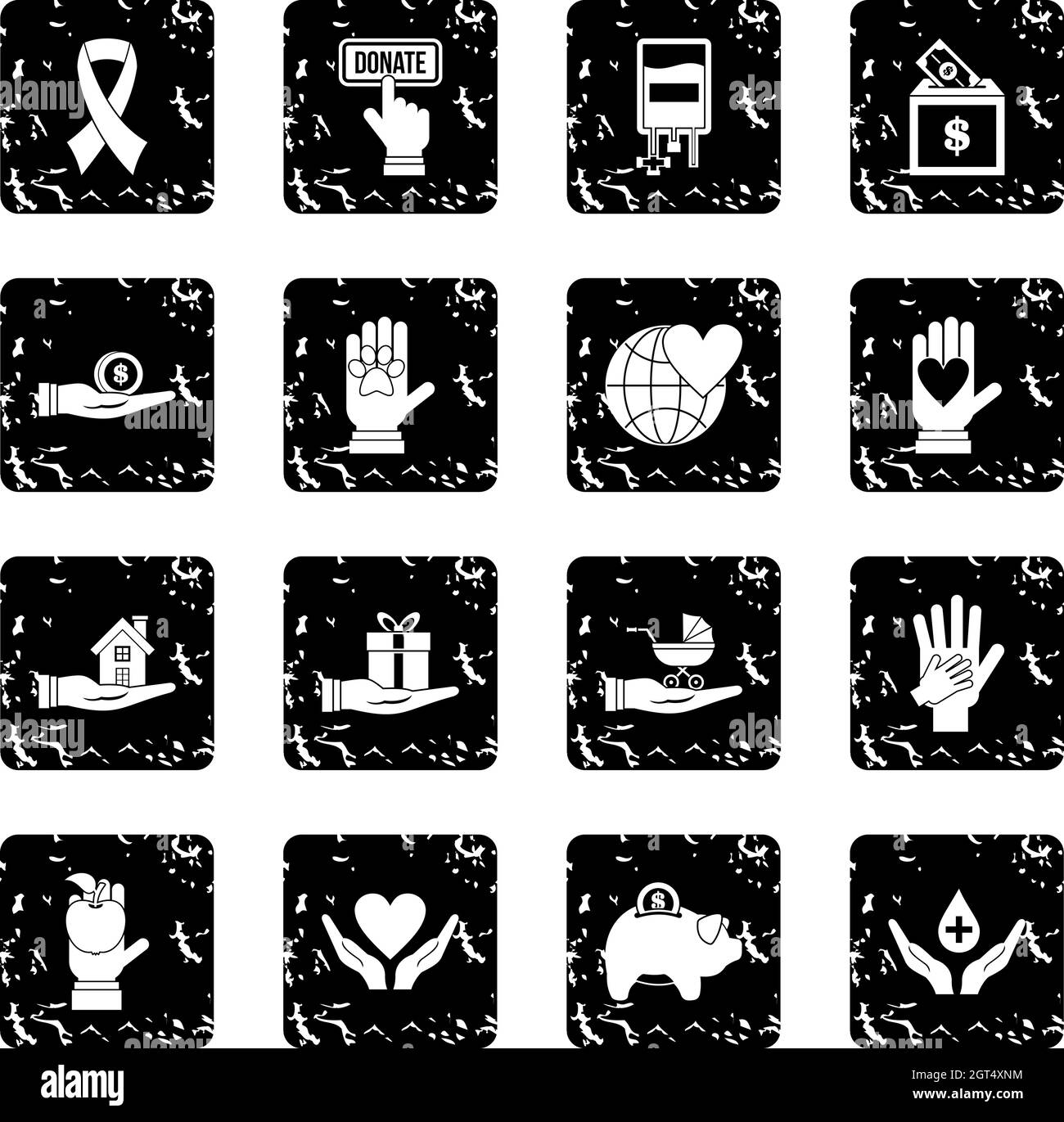 La carità set di icone Illustrazione Vettoriale