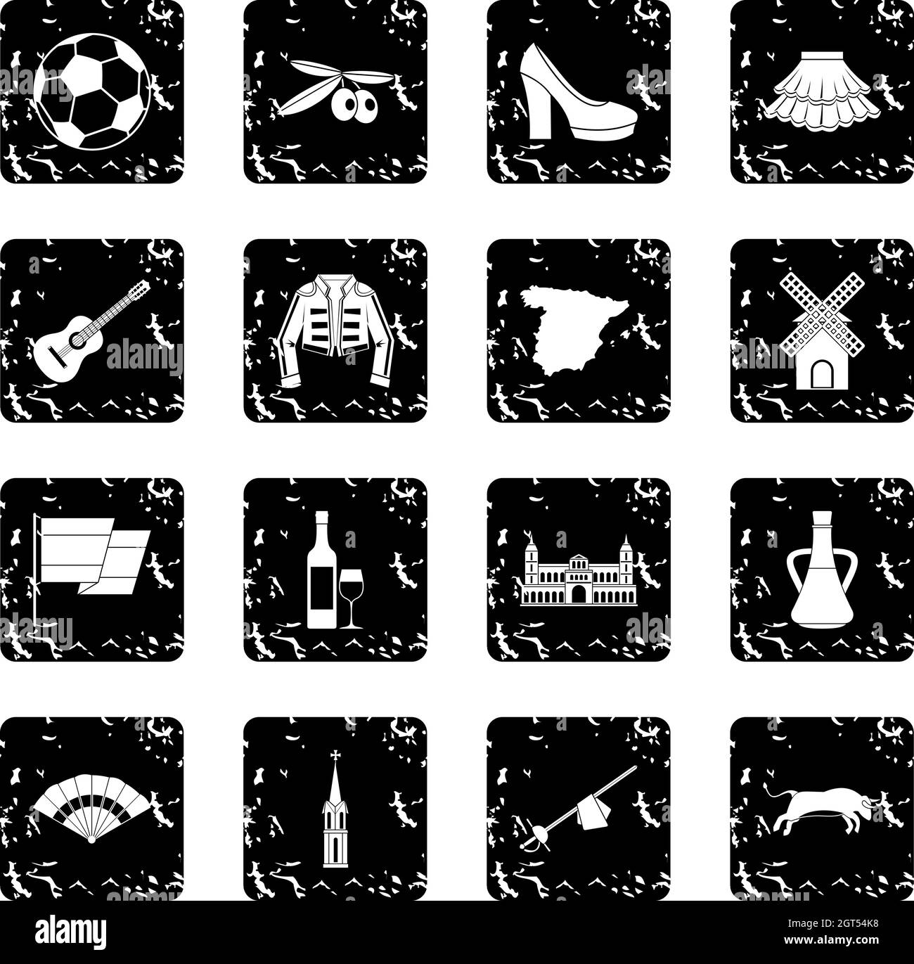 Spagna Viaggi set di icone Illustrazione Vettoriale