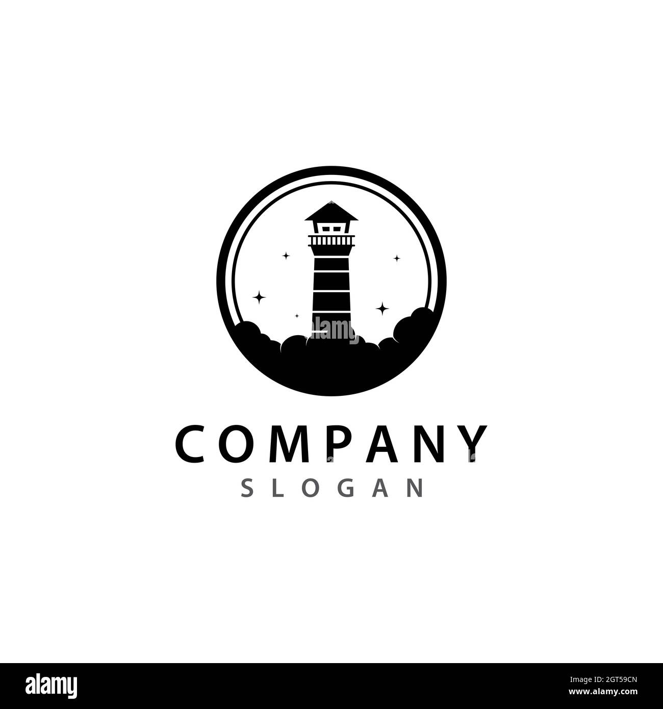 Modello di logo Light House icona vettoriale Foto Stock