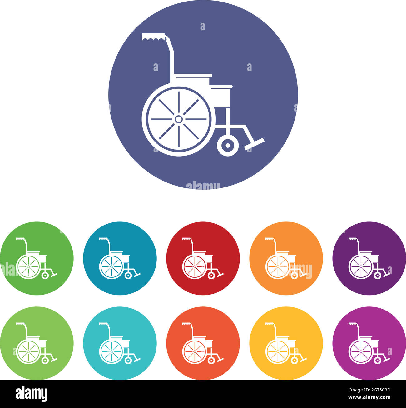 Icone di impostazione sedia a rotelle Illustrazione Vettoriale