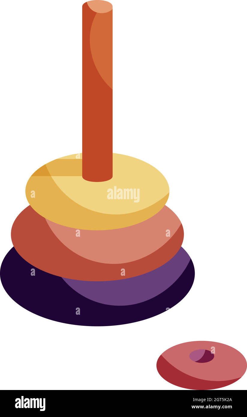 Coloratissima piramide icona giocattolo, stile cartoon Illustrazione Vettoriale