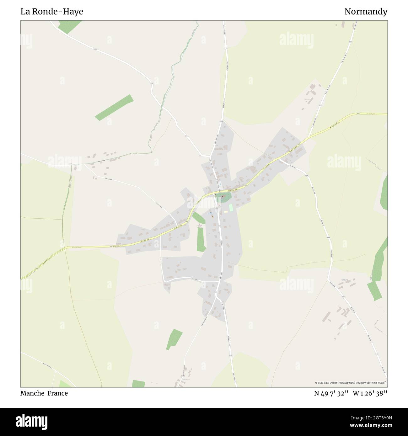 La Ronde-Haye, Manica, Francia, Normandia, N 49 7' 32''', W 1 26' 38''', mappa, mappa senza tempo pubblicata nel 2021. Viaggiatori, esploratori e avventurieri come Florence Nightingale, David Livingstone, Ernest Shackleton, Lewis and Clark e Sherlock Holmes si sono affidati alle mappe per pianificare i viaggi verso gli angoli più remoti del mondo, Timeless Maps sta mappando la maggior parte delle località del mondo, mostrando il successo di grandi sogni Foto Stock