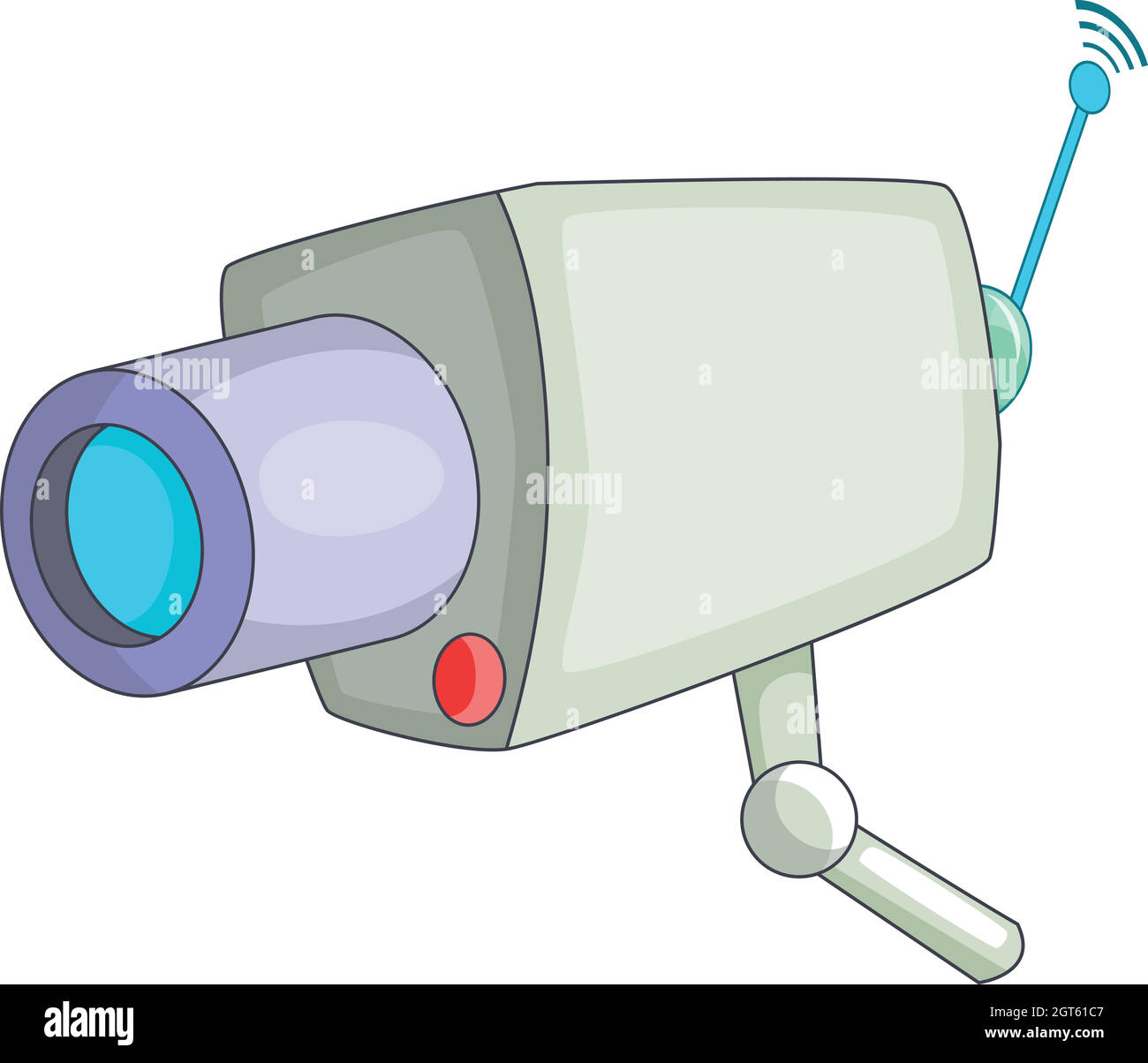 Telecamera CCTV, icona di stile cartoon Illustrazione Vettoriale