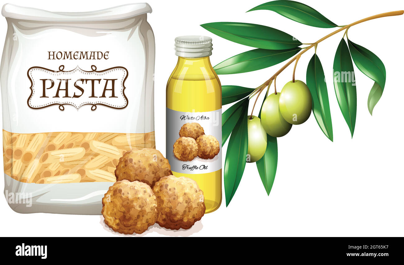 Ingredienti per preparare la polpetta di pasta Illustrazione Vettoriale