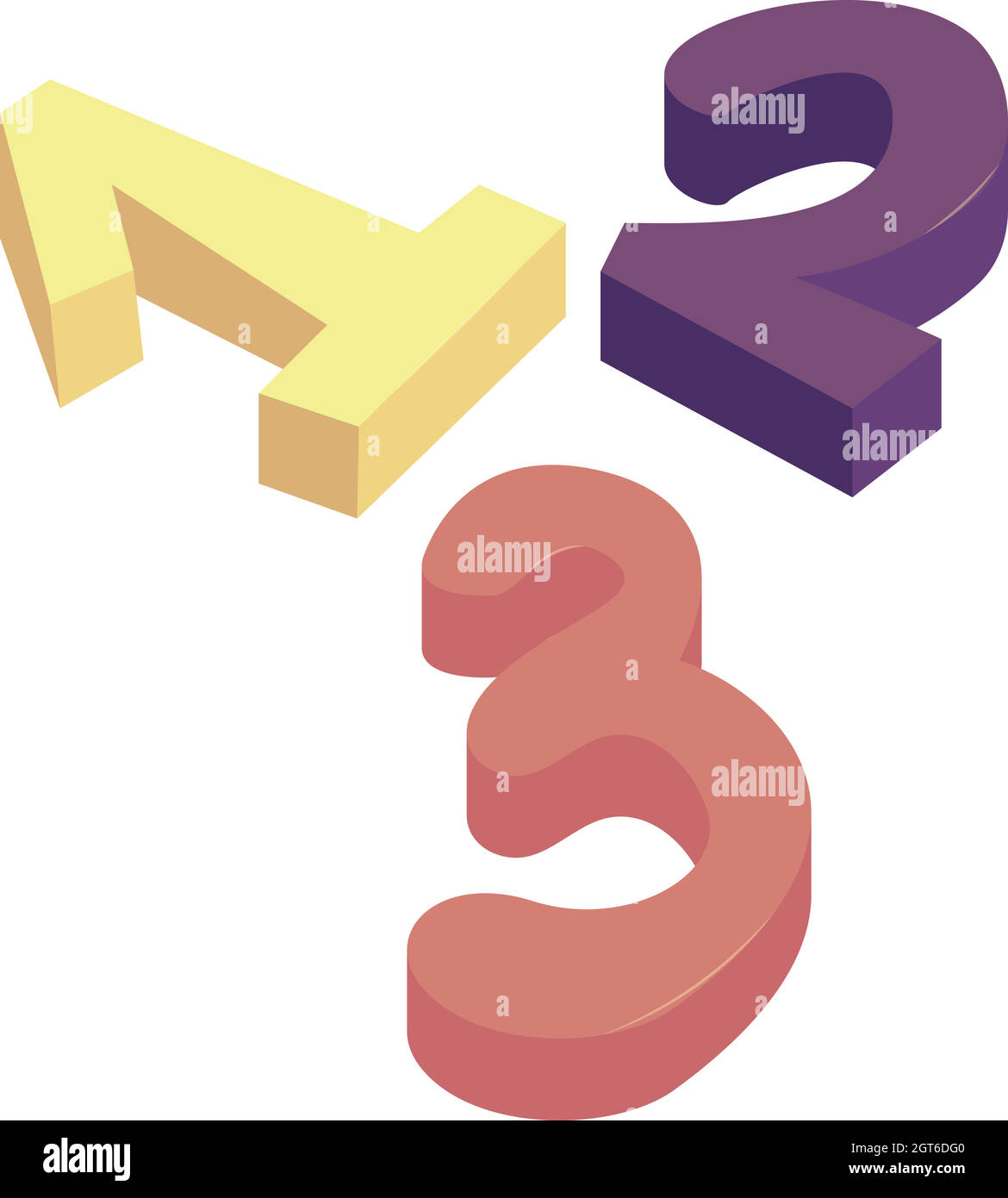 Uno Due Tre numeri icona, stile cartoon Illustrazione Vettoriale