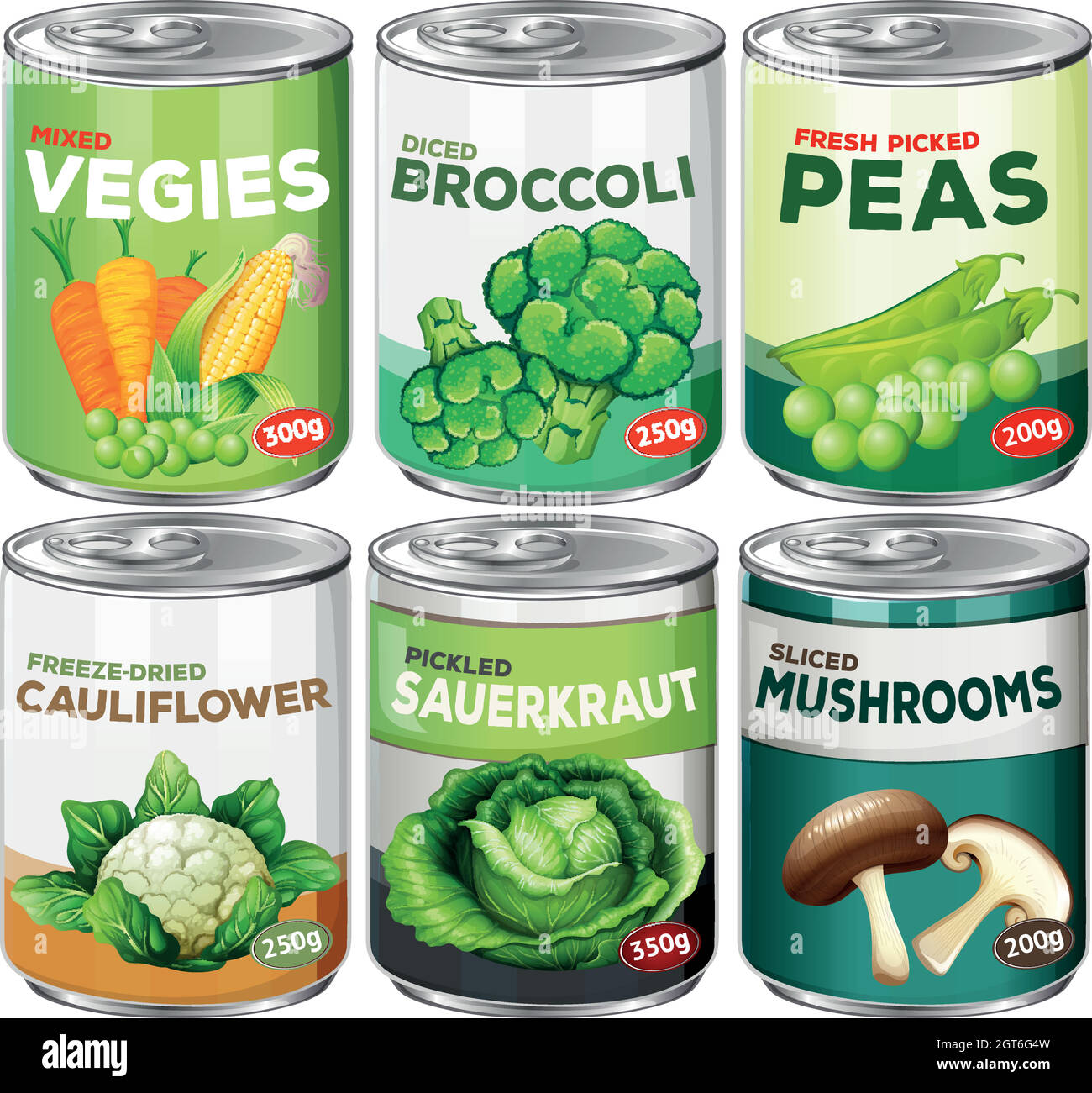 Set di verdure in scatola Illustrazione Vettoriale