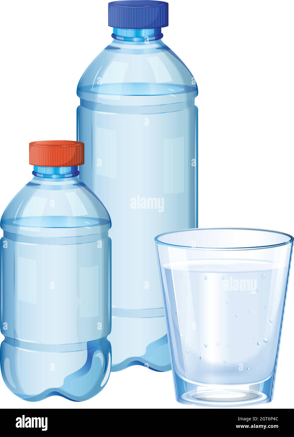 Bottiglie d'acqua e vetro con acqua potabile Illustrazione Vettoriale