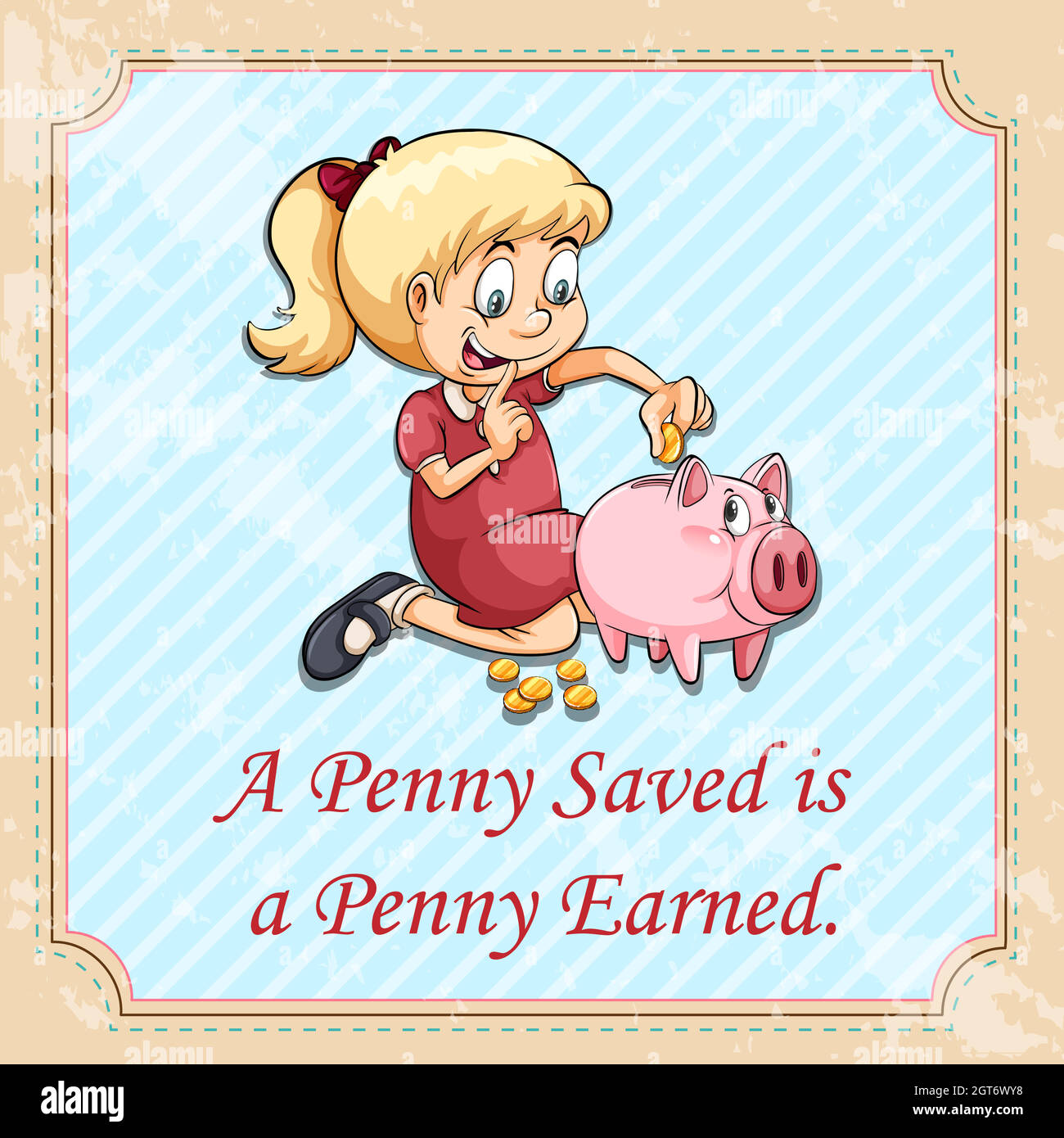 Un penny risparmiato è un penny guadagnato Illustrazione Vettoriale