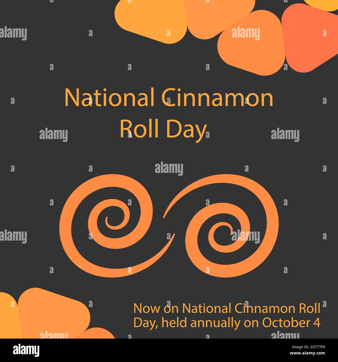 National Cinnamon Roll Day, che si tiene annualmente il 4 ottobre Illustrazione Vettoriale