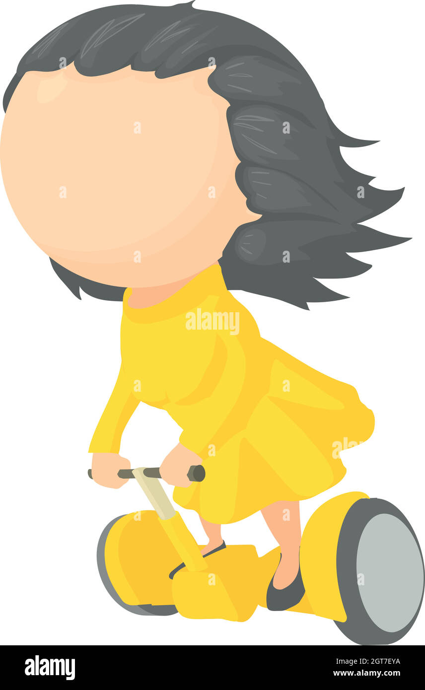 Ragazza su segway icona, stile cartone animato Illustrazione Vettoriale