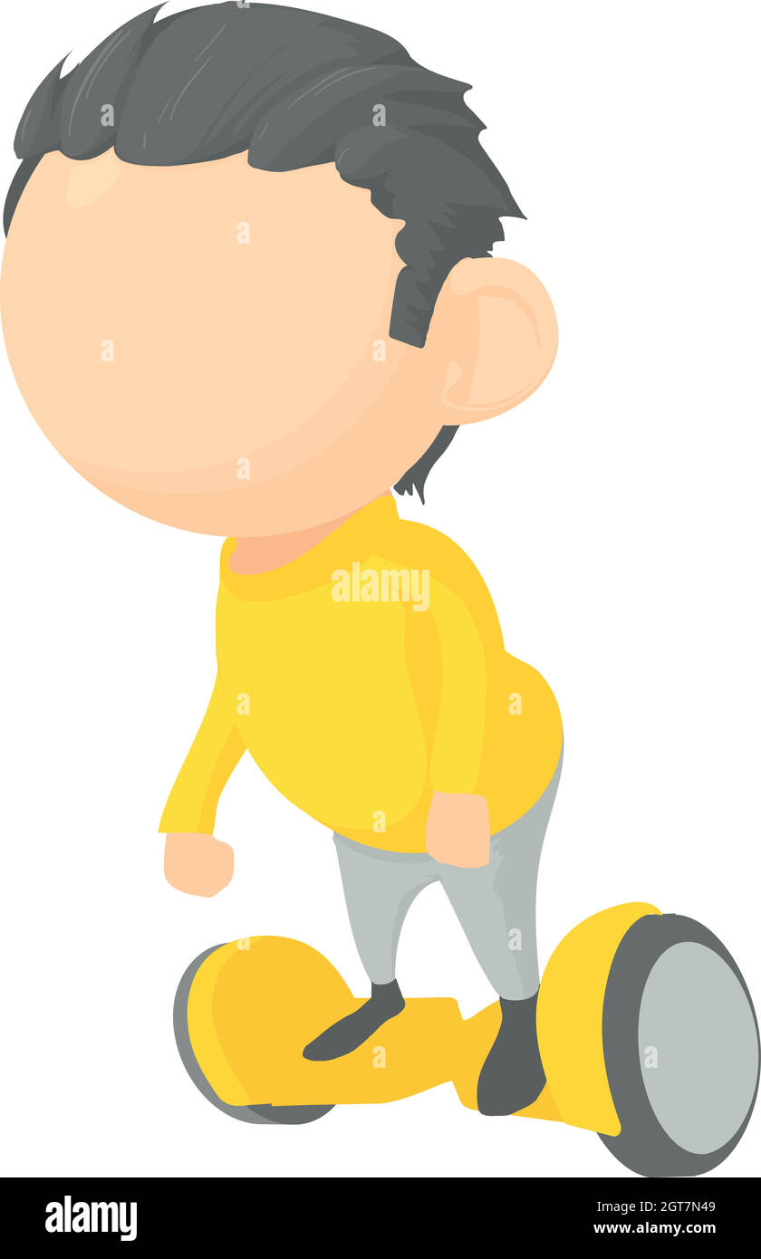 Icona Boy on segway, stile cartoon Illustrazione Vettoriale