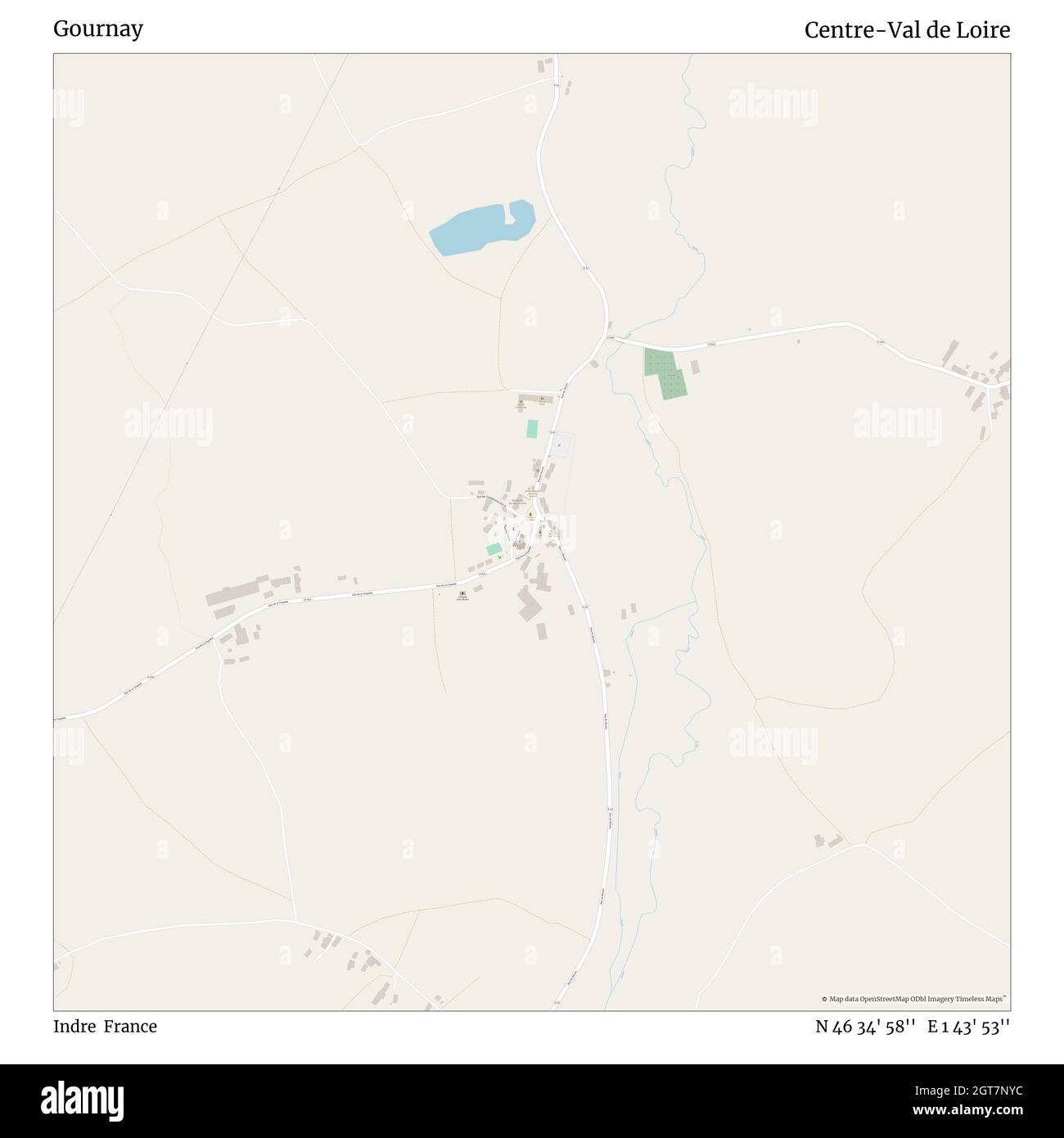 Gournay, Indre, Francia, Centre-Val de Loire, N 46 34' 58'', e 1 43' 53''', mappa, mappa senza tempo pubblicata nel 2021. Viaggiatori, esploratori e avventurieri come Florence Nightingale, David Livingstone, Ernest Shackleton, Lewis and Clark e Sherlock Holmes si sono affidati alle mappe per pianificare i viaggi verso gli angoli più remoti del mondo, Timeless Maps sta mappando la maggior parte delle località del mondo, mostrando il successo di grandi sogni Foto Stock