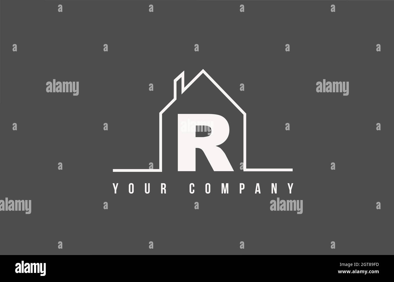 R icona lettera lettera di una casa. Immobiliare casa di design per l'identità aziendale e aziendale con linea Illustrazione Vettoriale
