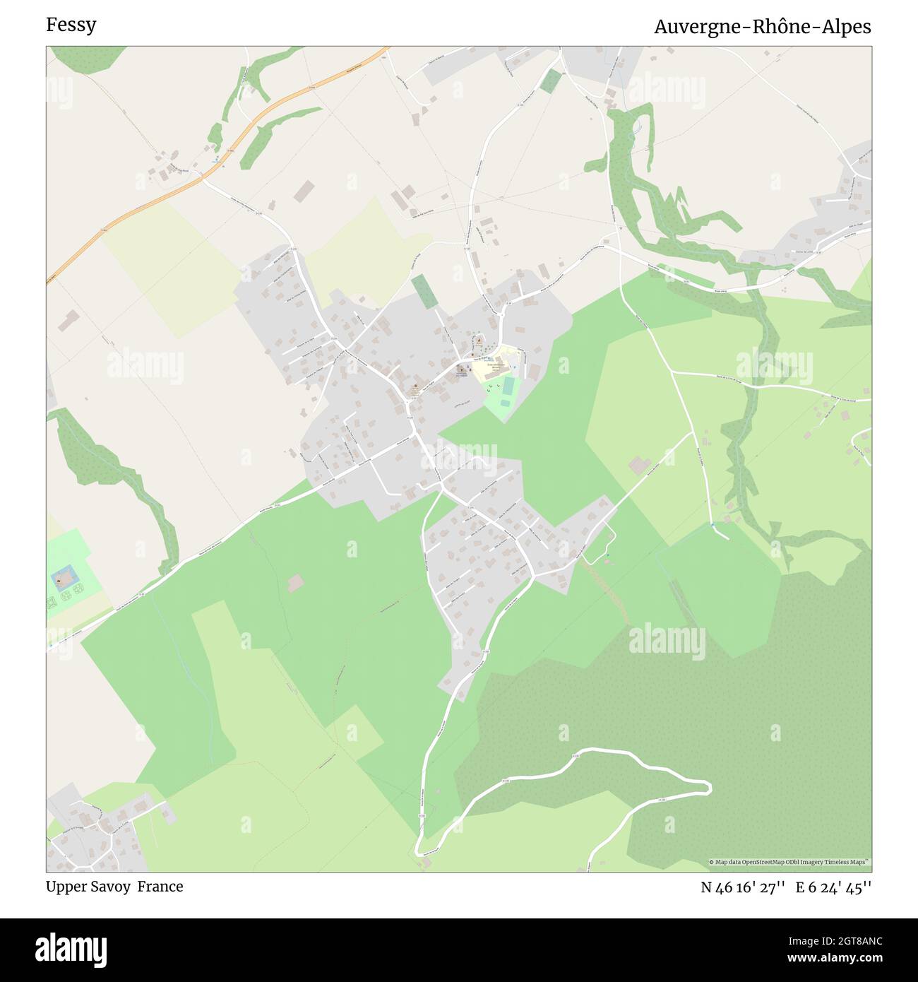 Fessy, alta Savoia, Francia, Auvergne-Rhône-Alpes, N 46 16' 27'', e 6 24' 45''', mappa, mappa senza tempo pubblicata nel 2021. Viaggiatori, esploratori e avventurieri come Florence Nightingale, David Livingstone, Ernest Shackleton, Lewis and Clark e Sherlock Holmes si sono affidati alle mappe per pianificare i viaggi verso gli angoli più remoti del mondo, Timeless Maps sta mappando la maggior parte delle località del mondo, mostrando il successo di grandi sogni Foto Stock