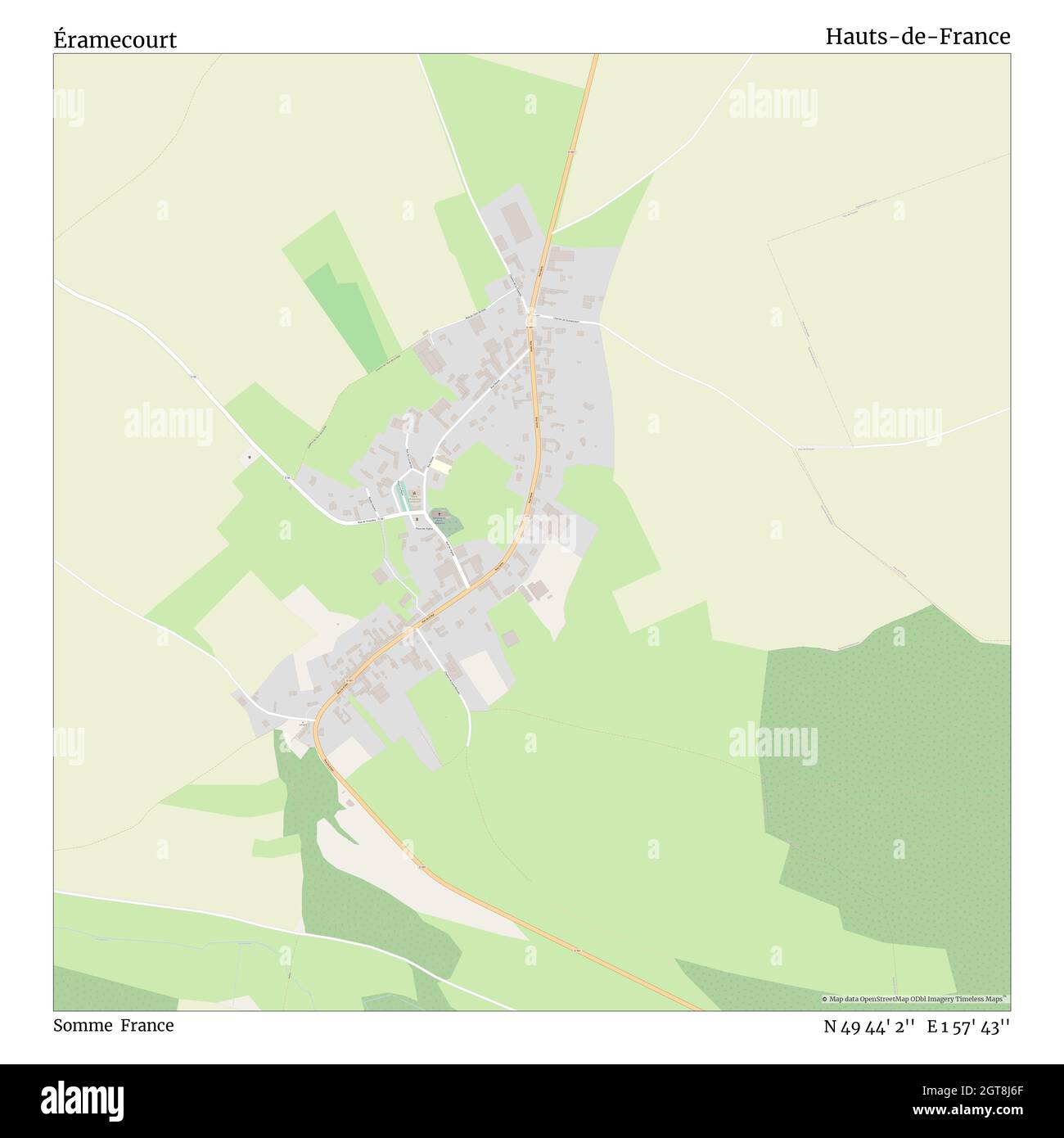 Éramecourt, Somme, Francia, Hauts-de-France, N 49 44' 2'', e 1 57' 43''', mappa, mappa senza tempo pubblicata nel 2021. Viaggiatori, esploratori e avventurieri come Florence Nightingale, David Livingstone, Ernest Shackleton, Lewis and Clark e Sherlock Holmes si sono affidati alle mappe per pianificare i viaggi verso gli angoli più remoti del mondo, Timeless Maps sta mappando la maggior parte delle località del mondo, mostrando il successo di grandi sogni Foto Stock