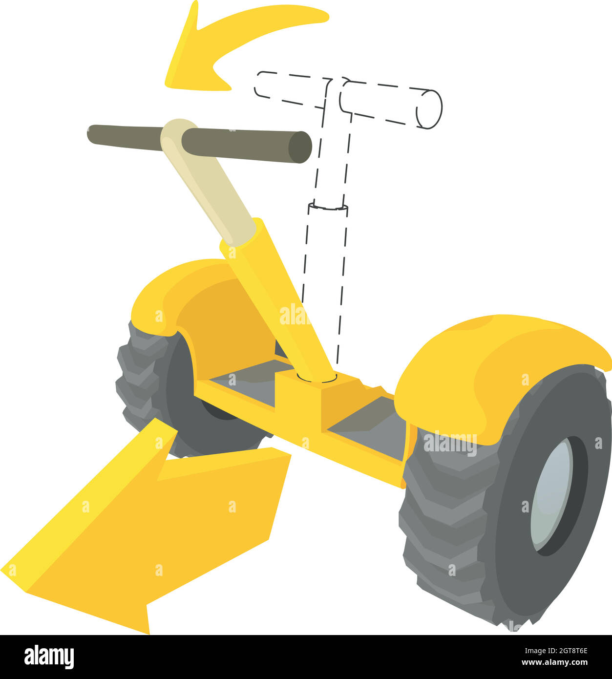 Icona del segway inclinato anteriore, stile cartoon Illustrazione Vettoriale