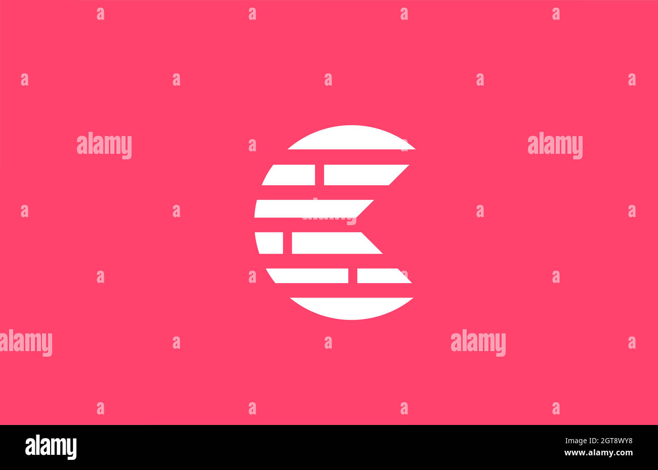 Lettera rosa C icona alfabetica con linea di blocco. Design creativo per aziende e aziende Illustrazione Vettoriale