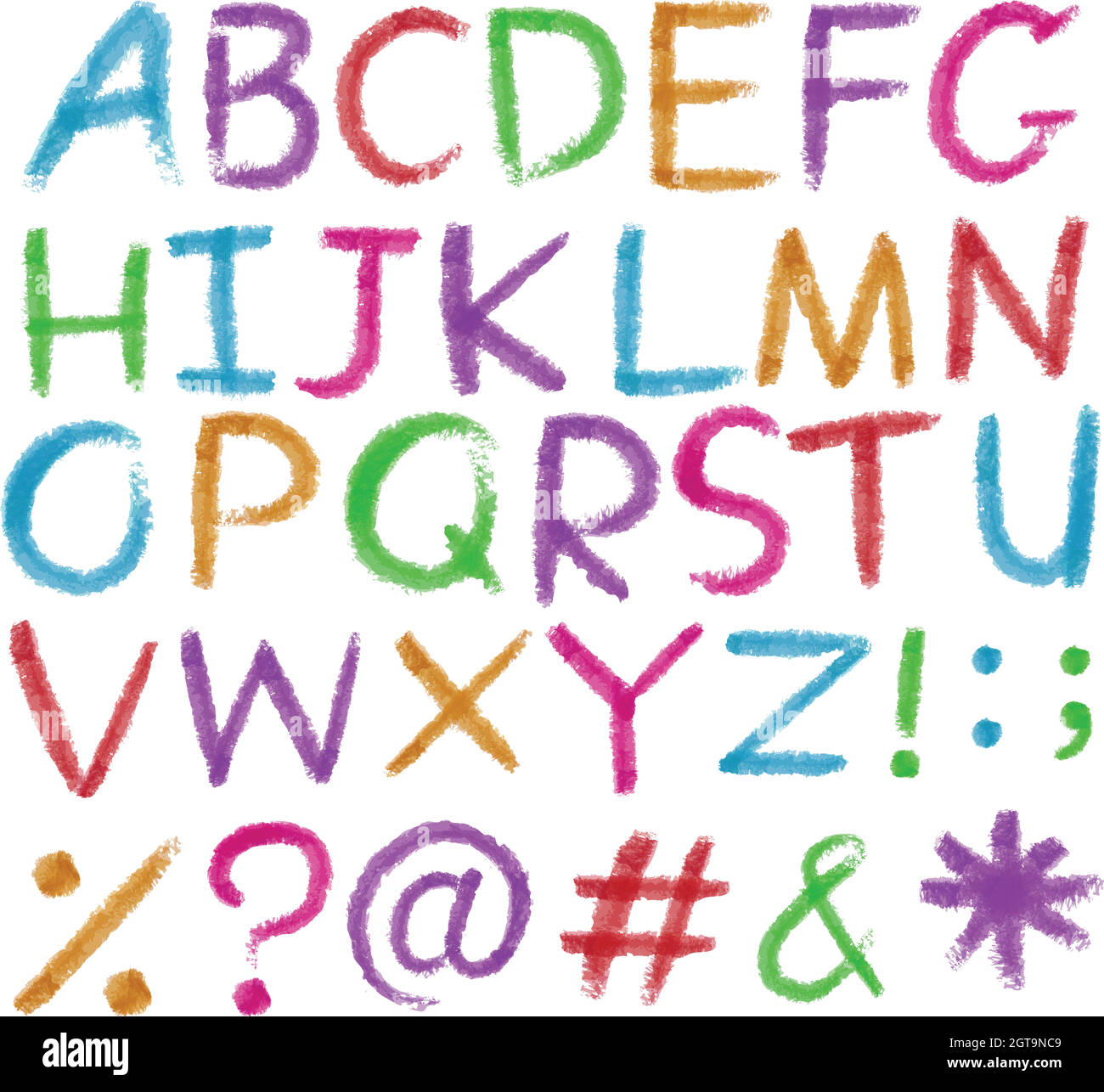 Lettere dell'alfabeto in colori brillanti Illustrazione Vettoriale