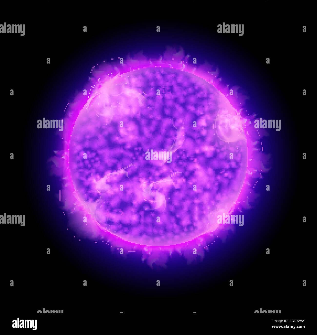Stella con luce viola brillante che brilla nello spazio Illustrazione Vettoriale