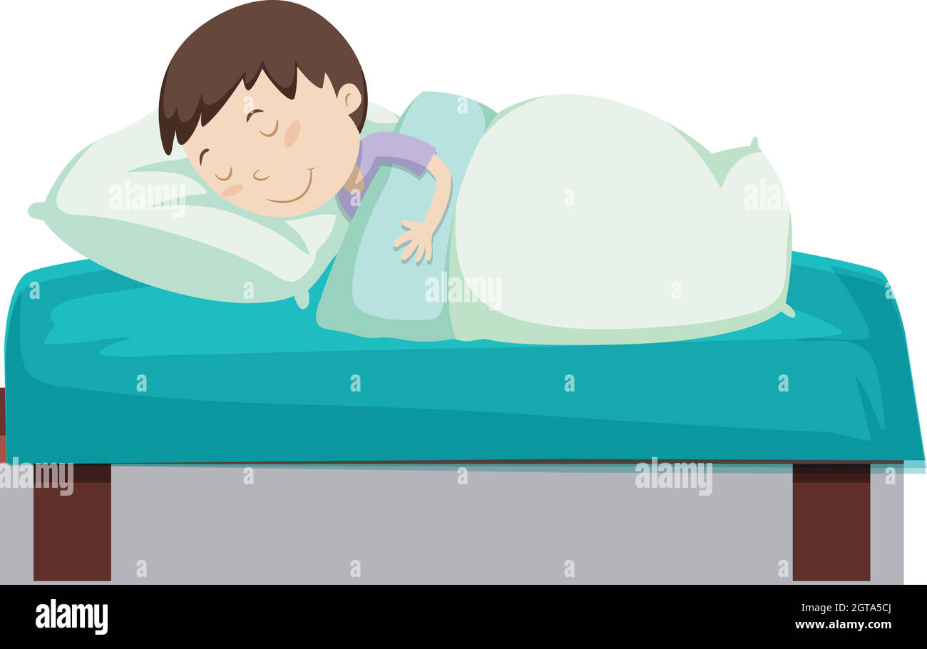 Bambino addormentato nel letto Illustrazione Vettoriale