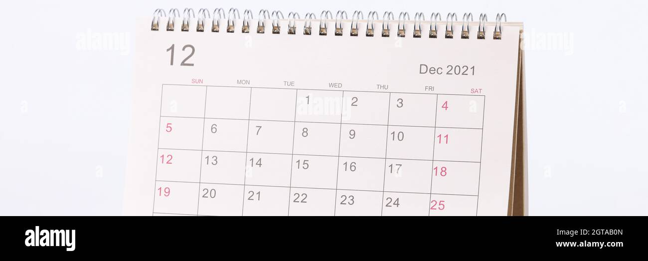 Il calendario del 2021 dicembre è in primo piano Foto Stock