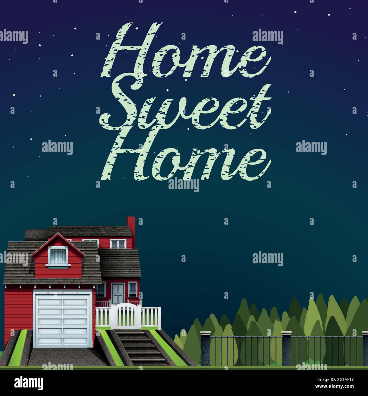 Casa dolce casa di notte Illustrazione Vettoriale