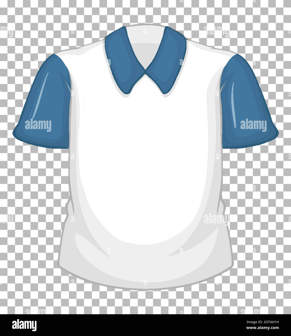 Camicia bianca vuota con maniche corte blu isolate su sfondo trasparente Illustrazione Vettoriale