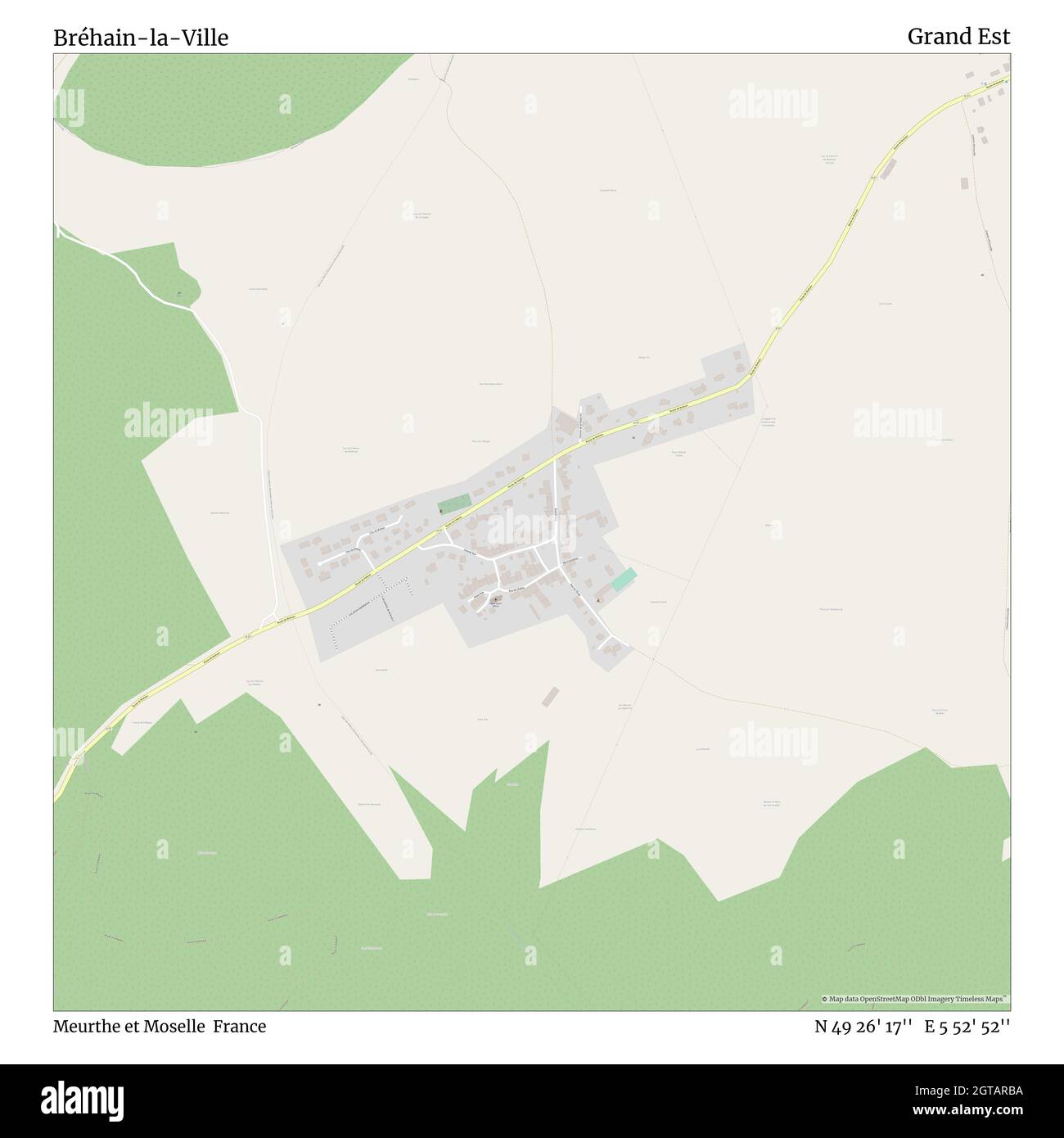 Bréhain-la-Ville, Meurthe et Moselle, Francia, Grand Est, N 49 26' 17'', e 5 52' 52''', mappa, Mappa senza tempo pubblicata nel 2021. Viaggiatori, esploratori e avventurieri come Florence Nightingale, David Livingstone, Ernest Shackleton, Lewis and Clark e Sherlock Holmes si sono affidati alle mappe per pianificare i viaggi verso gli angoli più remoti del mondo, Timeless Maps sta mappando la maggior parte delle località del mondo, mostrando il successo di grandi sogni Foto Stock