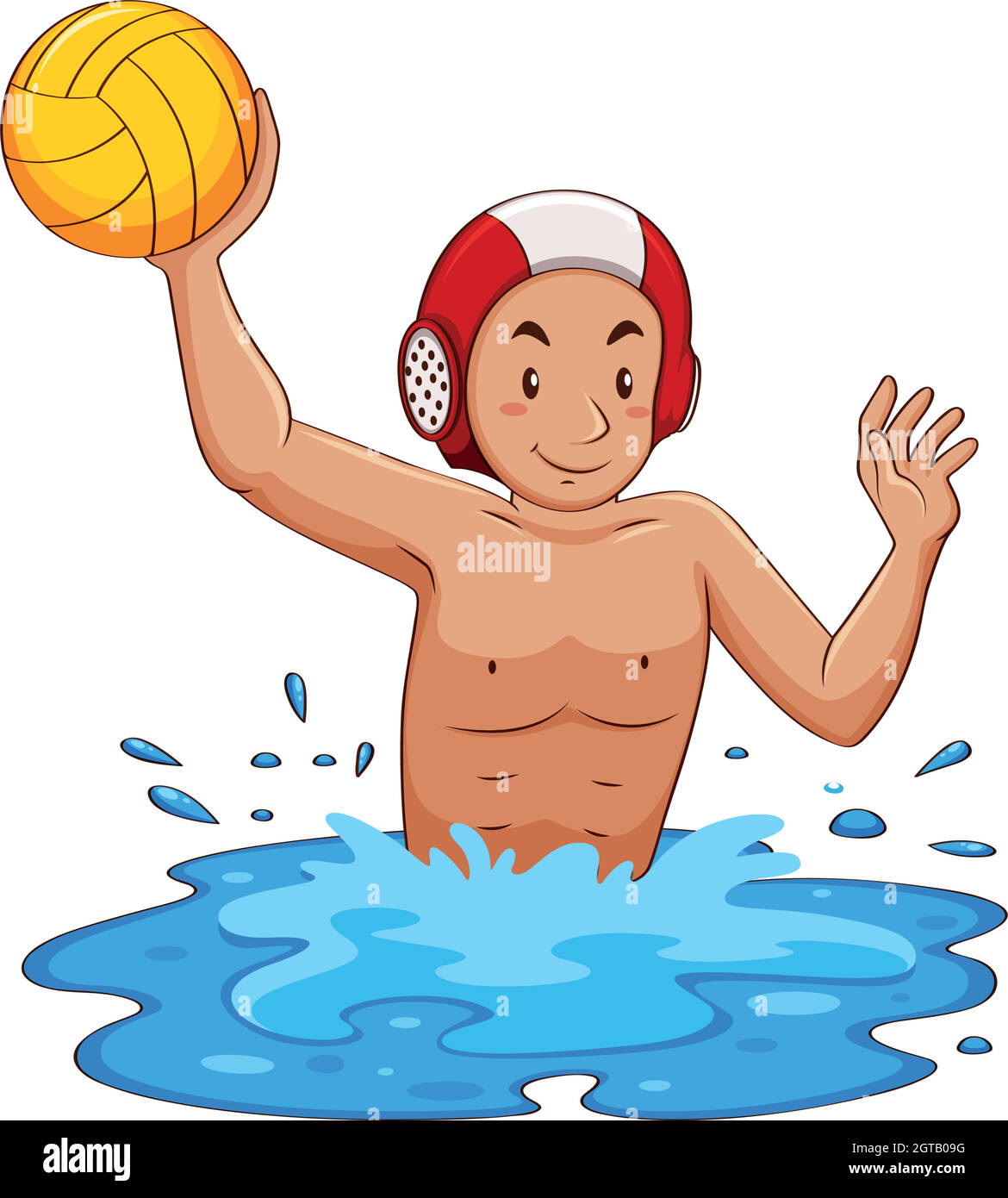 Uomo che gioca a pallanuoto in piscina Illustrazione Vettoriale
