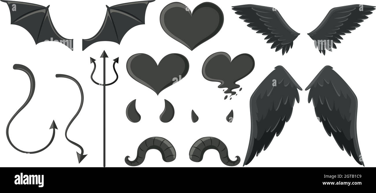 Elementi di angelo e diavolo Illustrazione Vettoriale