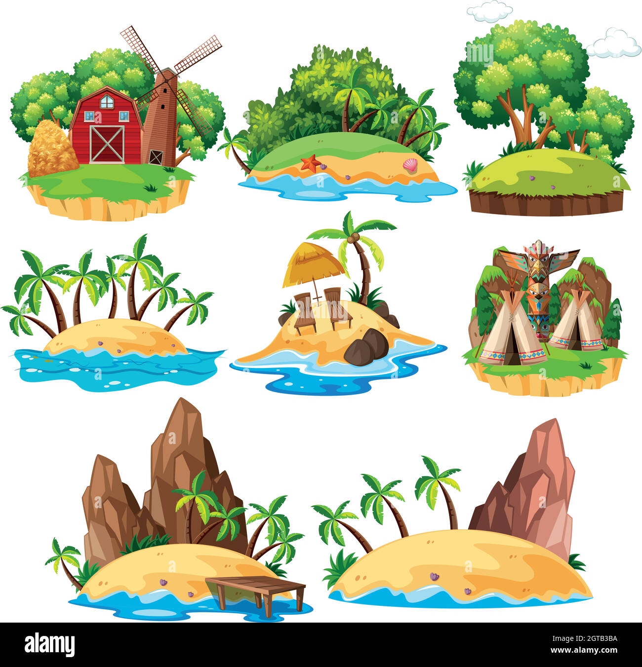 Insieme di isola isolata Illustrazione Vettoriale