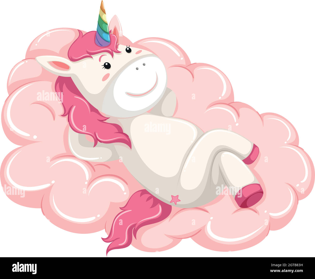 Un unicorno si stese sulla nuvola Illustrazione Vettoriale
