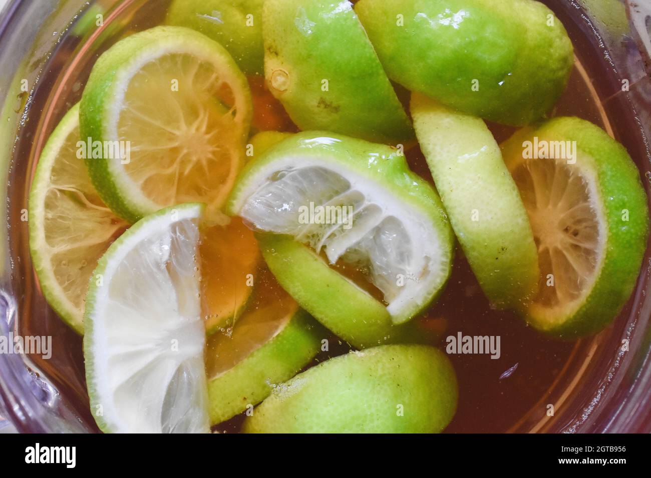 Primo piano di succo di lime ghiacciato Foto Stock